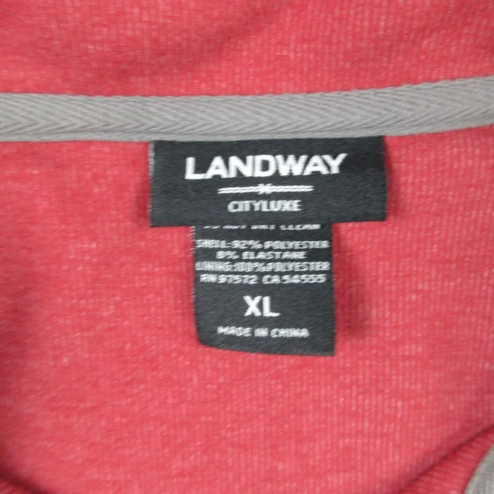 Landway Sweater Mens Extra Large Red Cityluxe Long Sleeve Pullover 1/4 Zip